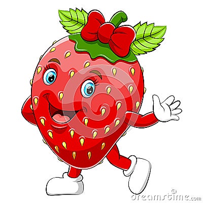 A cartoon happy strawberry character Vector Illustration