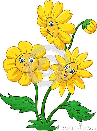 Cartoon happy sunflower Vector Illustration