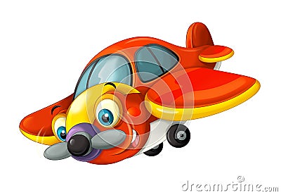 Cartoon happy traditional plane with propeller for fire fighting smiling and flying Cartoon Illustration