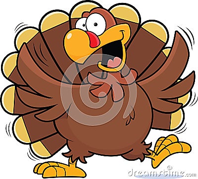 Cartoon Happy Turkey Vector Illustration