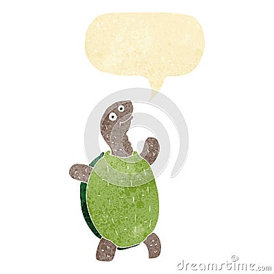 cartoon happy turtle with speech bubble Stock Photo