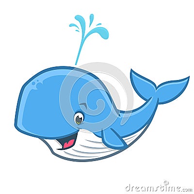 Cartoon Happy Whale Vector Illustration