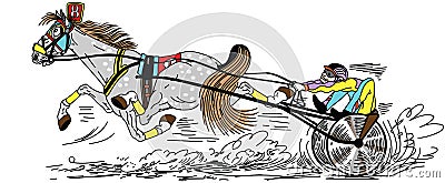 Cartoon harness trotter horse raicing Vector Illustration