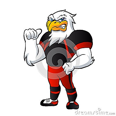 Cartoon hawk football player. Vector Illustration