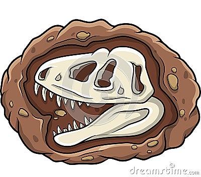 Cartoon head dinosaur fossil Vector Illustration