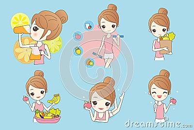 Cartoon health girl Vector Illustration