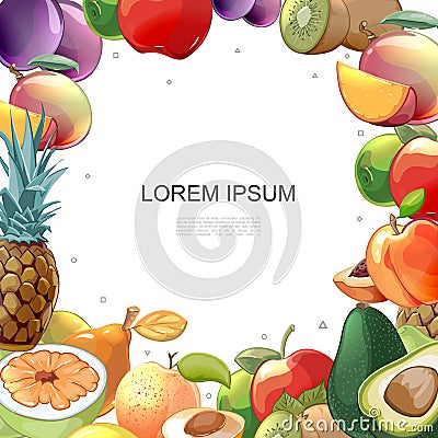 Cartoon Healthy Food Colorful Template Vector Illustration