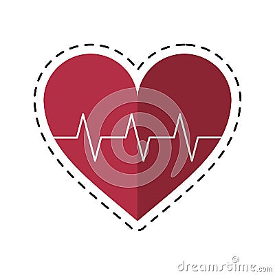 Cartoon heart pulse rhythm cardio Vector Illustration