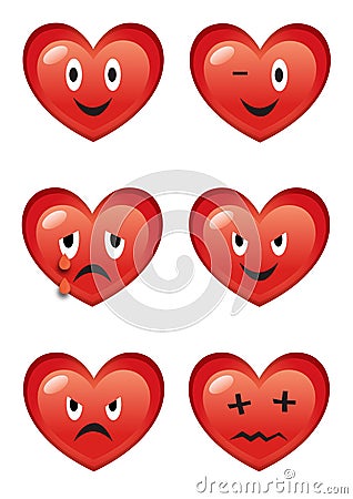 Cartoon hearts various expressions Vector Illustration