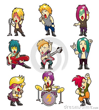 Cartoon Heavy Metal rock music band Vector Illustration