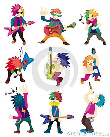 Cartoon Heavy Metal rock music band Vector Illustration