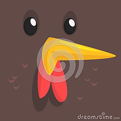 Cartoon hen isolated. Vector illustration of a brown chicken face avatar. Vector Illustration