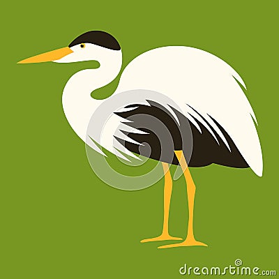 Cartoon heron ,vector illustration, profile Vector Illustration