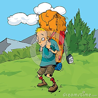 Cartoon Hiker in the forest Vector Illustration