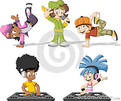 Cartoon hip hop dancers Vector Illustration