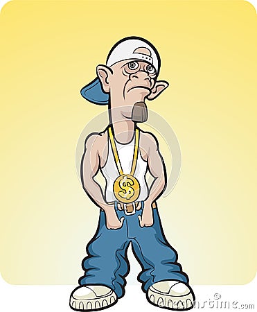 Cartoon hip-hop performer Vector Illustration