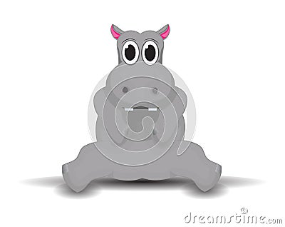 Cartoon hippo sitting Vector Illustration