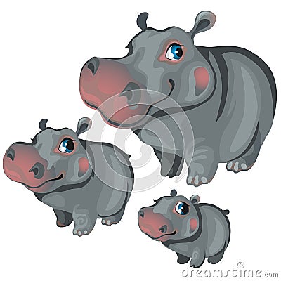 Cartoon hippo on white background. Vector animals Vector Illustration