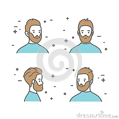 Cartoon hipster character, vector illustration man with beard Vector Illustration