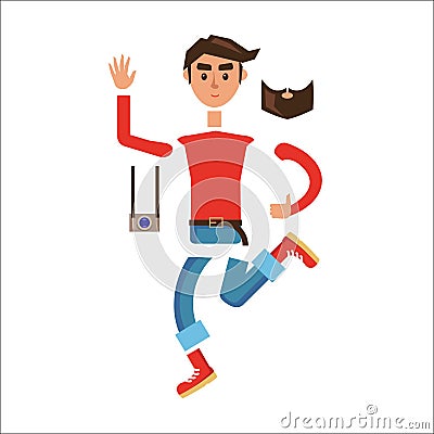 Cartoon Hipster Man Character Vector Constructor Vector Illustration