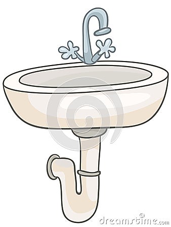 Cartoon Home Washroom Sink Vector Illustration