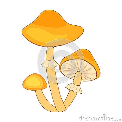 Cartoon honey fungus mushroom isolated on white background. Vector Illustration