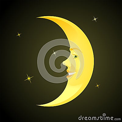 Cartoon Horned Moon Vector Illustration