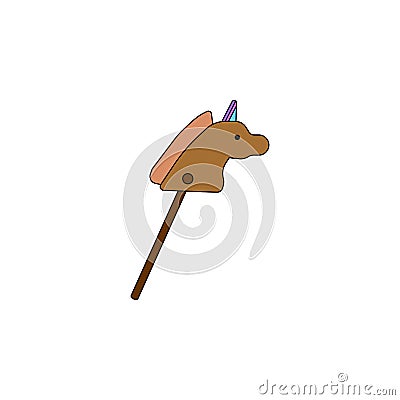 Cartoon horse stick toy colored icon. Signs and symbols can be used for web, logo, mobile app, UI, UX Vector Illustration