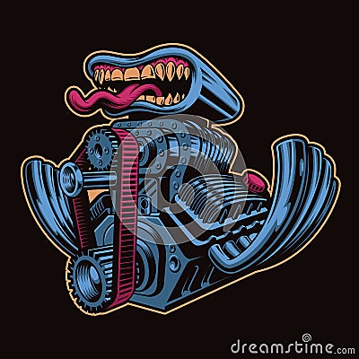 A cartoon hot rod engine vector illustration Vector Illustration