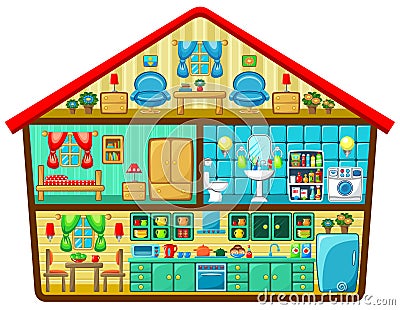 Cartoon house in a cut Vector Illustration