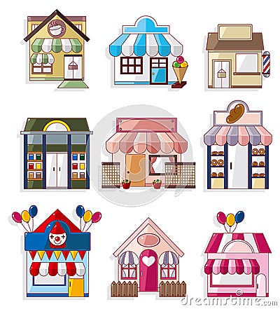 Cartoon house / shop icons collection Vector Illustration