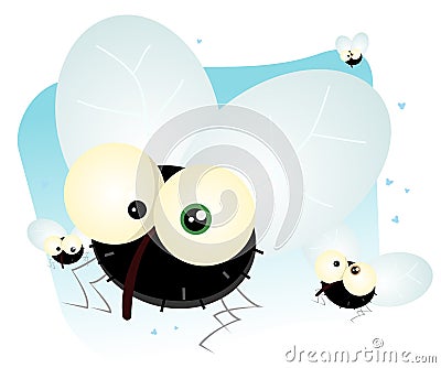 Cartoon Housefly Vector Illustration