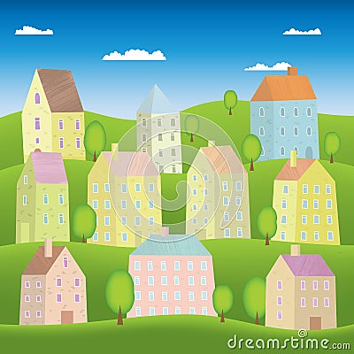 Cartoon Houses Vector Illustration