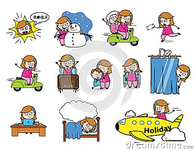 Cartoon Housewife Character Collection - Set of Concepts Vector illustrations Cartoon Illustration