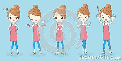 Cartoon housewife do work Vector Illustration