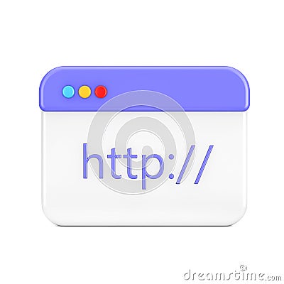 Cartoon HTTP Protocol Data Browser Page Window Web Icon Sign. 3d Rendering Stock Photo