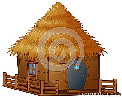 Cartoon hut on a white background Vector Illustration