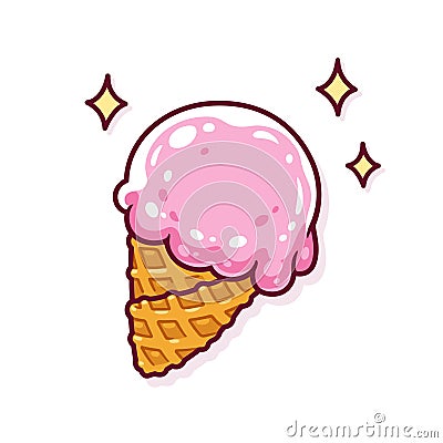 Cartoon ice cream cone Vector Illustration
