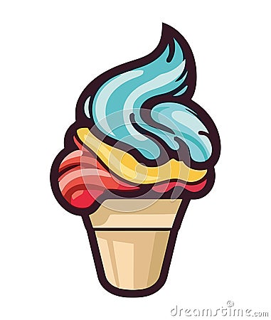cartoon ice cream, summer snack Vector Illustration