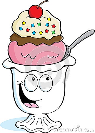 Cartoon ice cream sundae Vector Illustration