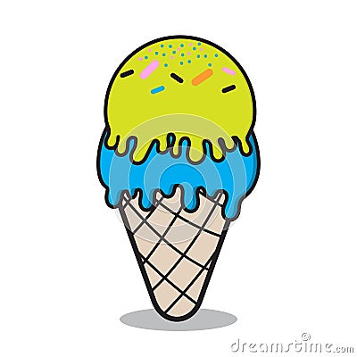 cartoon ice cream white background Vector Illustration