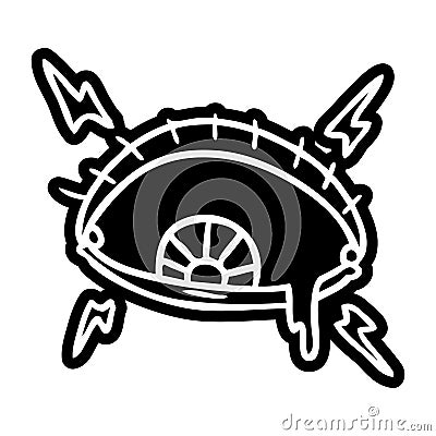 cartoon icon drawing of an enraged eye Vector Illustration