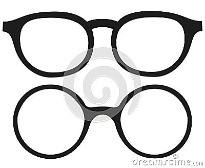 Cartoon icon poster glasses, spectacles silhouette set. Vector Illustration