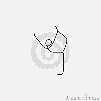 Cartoon icon of sketch little stick figure doing yoga Vector Illustration