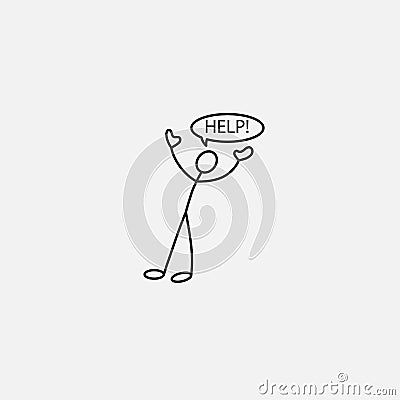 Cartoon icon of sketch stick figure in cute miniature scenes. Vector Illustration