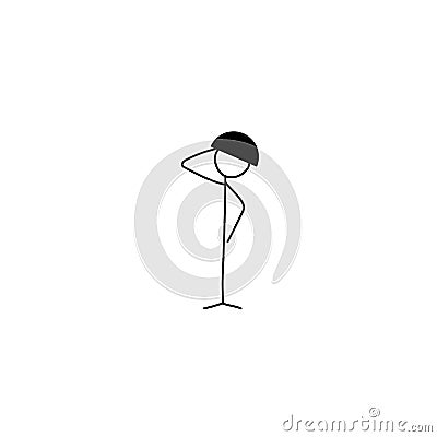 Cartoon icon of sketch stick figure soldier Vector Illustration