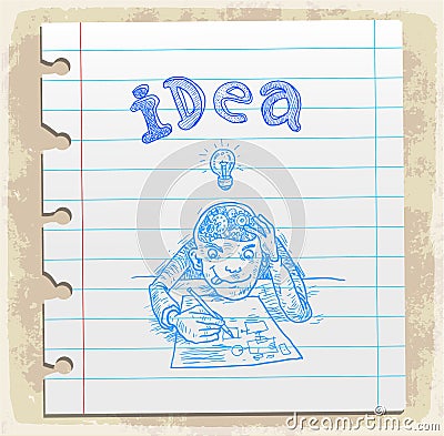 Cartoon idea on paper note, vector illustration Vector Illustration