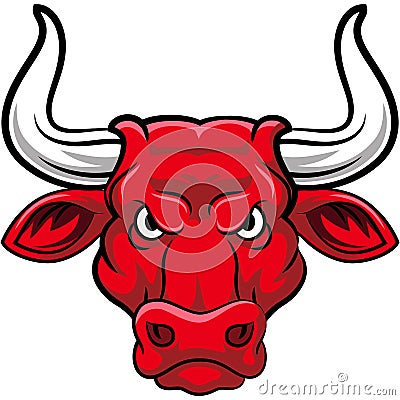 Cartoon illustration of Angry bull mascot character Vector Illustration