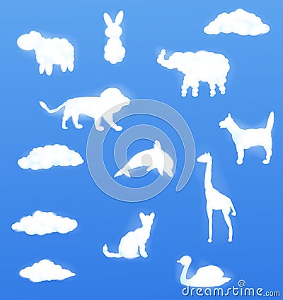 Cartoon illustration of Animal clouds shape Vector Illustration