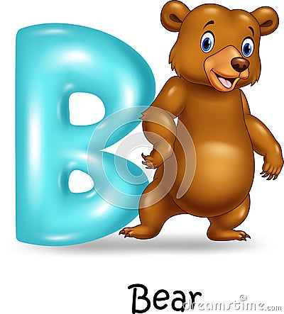 Cartoon illustration of B letter for Bear Vector Illustration